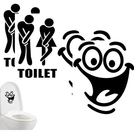 4 Bögen mit lustigen Toilettenaufklebern – Witzige Wandaufkleber für die Badezimmerdekoration