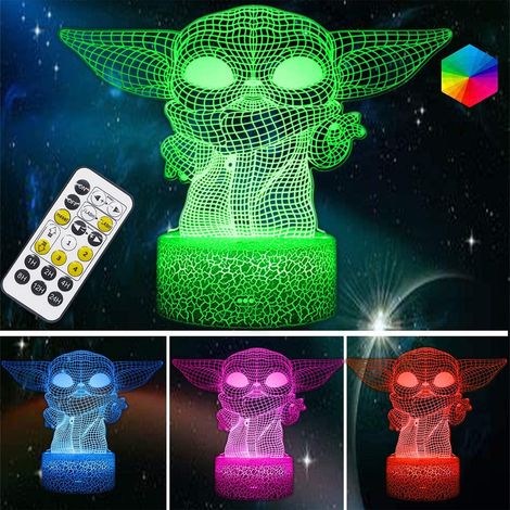 Veilleuse 3D pour enfants, lampe bébé à 16 couleurs changeantes pour la décoration de chambre, lampe à illusion 3D rechargeable par USB avec minuterie.