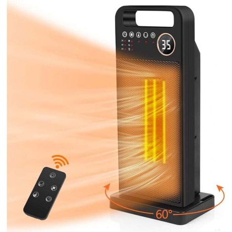 AIPERQ Chauffage d'appoint 1400/2000W, ECO Radiateur Electrique Céramique, PTC Chauffage Electrique,2-12H Minuterie,60°Oscillation, Thermostat Réglable, Protection multiple, 3 Modes (1/4)