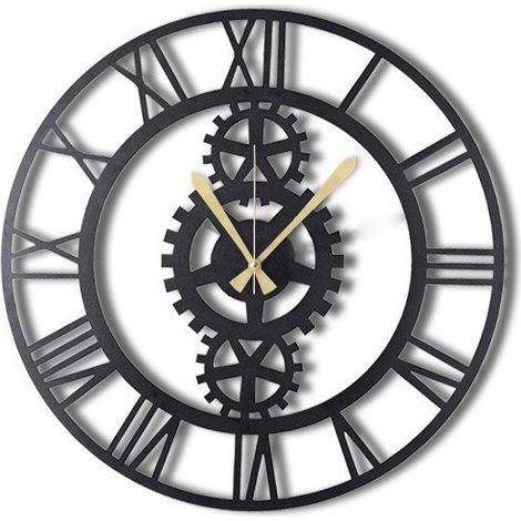 Orologio da parete in metallo, orologio decorativo, stile industriale Clock Nero (1/4)