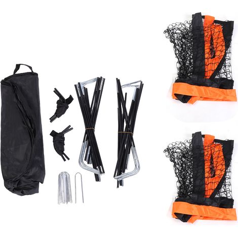 But de football pour enfants en tissu Oxford 450D, pliable et portable, avec poteaux en fibre de verre de 8 mm pour jardin, couleur orange (2 unités). (1/2)