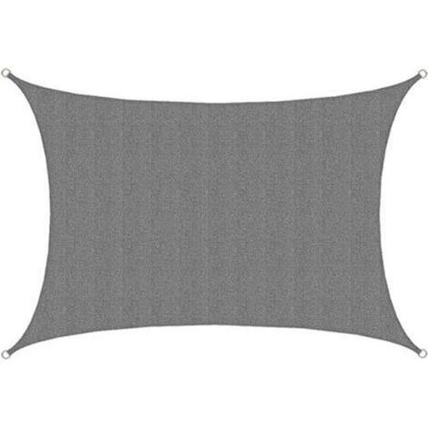 UV Shade Sail - 3x4m Rectangular Sun Protection Garden Balcony Fabric Grey (1/5)