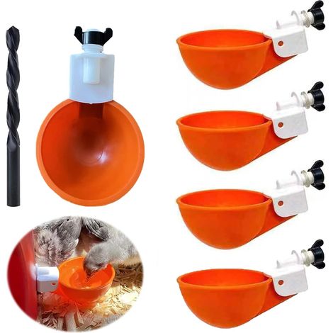 5 PCS Abreuvoir Automatique Kit,Abreuvoir Volaille Automatique avec scie à Trou de pour Tasses pour Poussins Cailles Canards Bird (1/5)