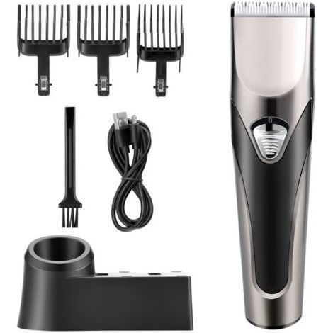 (Blanc)Tondeuse pour animal-Tondeuse électrique pour chat et chien-Faible bruit-Peigne de limitation à 4 niveaux (1/5)