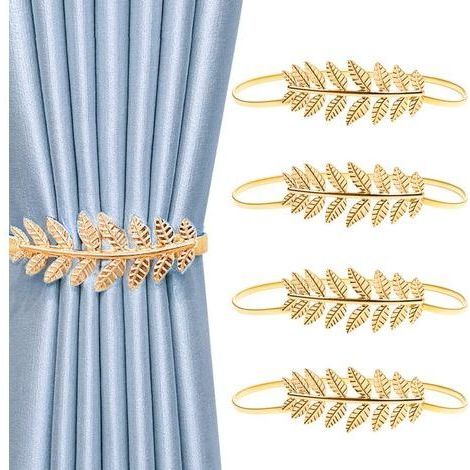 Lot de 4 attaches de rideaux attaches de rideaux en métal attaches de rideaux accessoires boucles de rideaux (doré) (1/5)