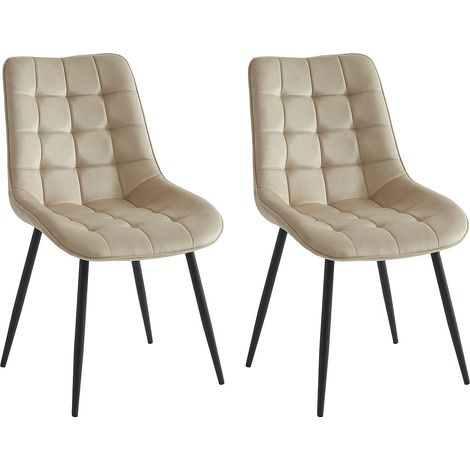 Sedia imbottita Velluto e Metallo Nero Beige - Lotto di 2 - OLLUA