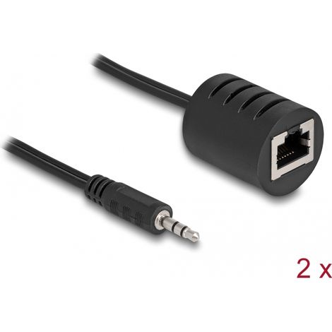 Delock Extensor de audio estÃ©reo RJ45 hembra a conector estÃ©reo de 3,5 mm macho Cat.5 hasta 50 m, conjunto de 2 piezas