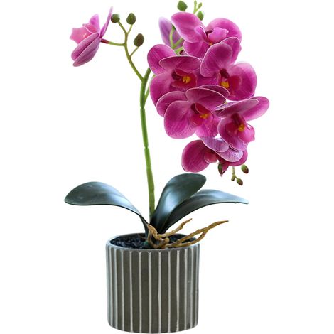 Orchidée violette en pot de 32 cm (12,6 pouces) de diamètre, très réaliste au toucher, idéale pour décorer une table de salon ou votre intérieur. (1/5)