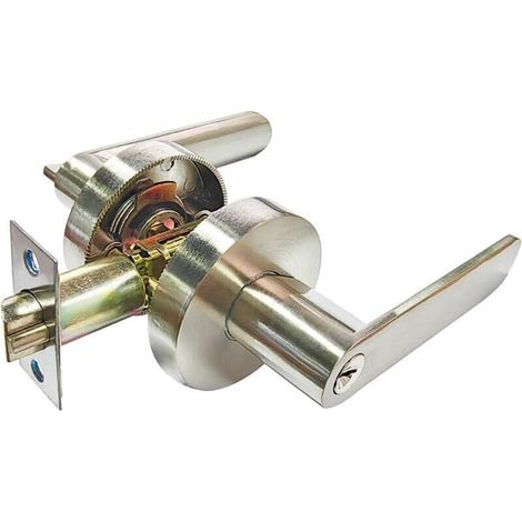 Serrure à levier de porte,alliage d'aluminium et d'aluminium Poignée de porte pour l'utilisation de la chambre,du vestiaire,du débarras et du bureau, taille de la serrure 60/70 mm,ronde,argen (1/4)