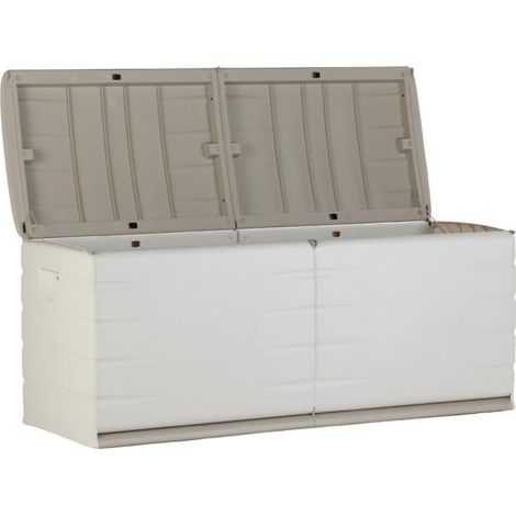 Coffre de jardin 450L cadenassable avec roulettes – 100% recyclable – Intérieur/extérieur – Rangement jouets, coussins, matériel bricolage – Plastiken
