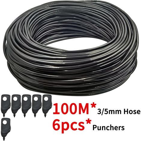 (KSL01-KIT260-100M) Tuyau d'arrosage de jardin 3/5 mm, tuyau PVC 1/8'', micro-goutte avec perforateur pour balcon et serre (1/5)