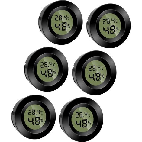 Mini hygromètre thermomètre numérique rond, appareil de mesure de température et d'humidité, hygromètre Celsius(℃) ou Fahrenheit(℉) pour intérieur bureau salon (lot de 6) (1/5)