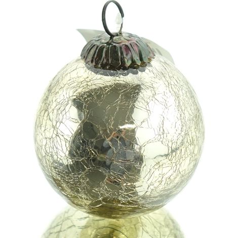 Weihnachtskugel Craquelé Optik Goldfarben Ø 7,5 cm - Glas