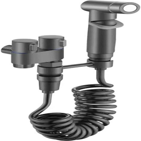 Robinet de salle de bain à double commande et double poignée, kit de douchette pour robinet de toilette eau chaude/eau froide (1 ensemble de robinets de commande doubles en laiton gris) (1/5)