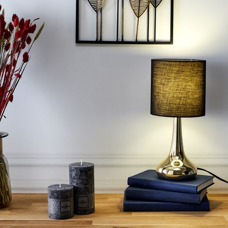 Lampe - HOME DECO FACTORY - Touch - Tactile - Noir et Or (1/5)