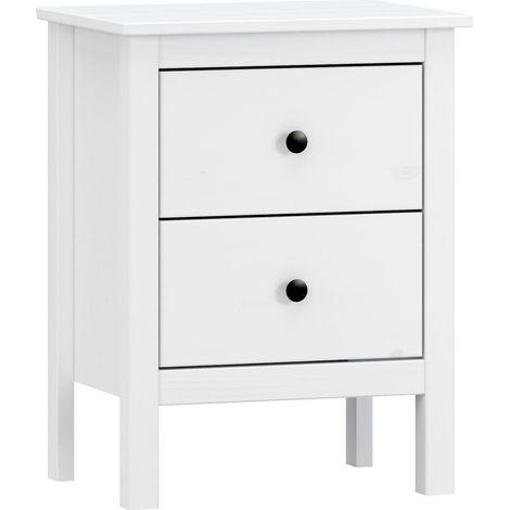 Mesita de 2 cajones de madera maciza color Blanco. (Alto 62 cm/Ancho 48 cm/Fondo 36 cm) (1/5)