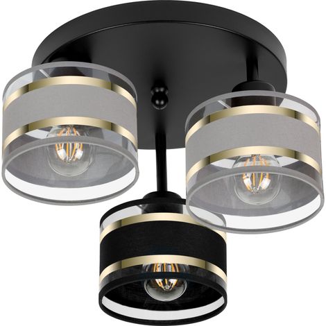 Plafoniera nera con paralumi, in metallo industriale, 3xE27, illuminazione LED moderna per soggiorno, cucina, camera da letto, cameretta dei bambini, loft (1/5)