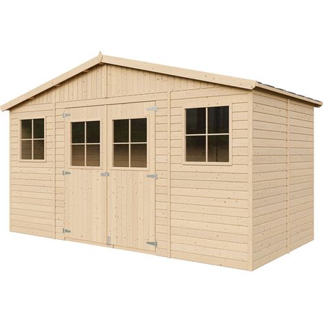 Wooden Garden Shed- Apex Shiplap Wooden Shed 14x7 ft/8m2 - Sheds and Outdoor Storage  - Wooden garden storage shed, 17 mm planks -  Bike shed, Garden outdoor workshop space- TIMBELA M332 (1/4)
