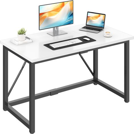 Bureau Ordinateur 120x50cm, Cadre Robuste, Montage Simple, Blanc (1/5)