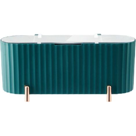 Schreibtisch-Make-up-Organizer, Wattepad-Halter mit transparentem Deckel, Wattestäbchenbehälter, grün (1/5)