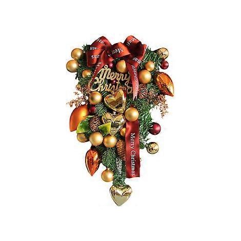 Couronne de Noël avec nœud papillon, couronne de porte d'entrée, panneau de bienvenue, décoration de Noël à suspendre