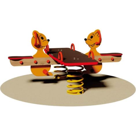 Dondolo a molla Scoiattoli 863 EN1176 H75cm 4 posti legno multistrato Giochipark