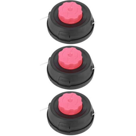 Juego de 3 cabezales universales para desbrozadora con hilo de corte - Accesorios de repuesto ideales para cortacéspedes - Modelo H-16 Negro y Rojo - (1/5)
