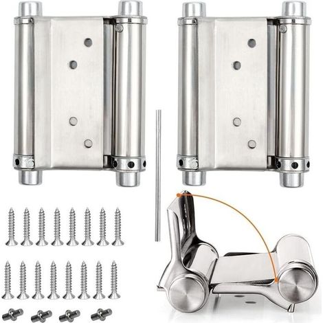 2Pcs Charnières de Porte de Saloon Gond Porte Battante Charnière à Ressort apacité de Charge Jusqu'à 15 Kg 76mm 3inch (1/4)