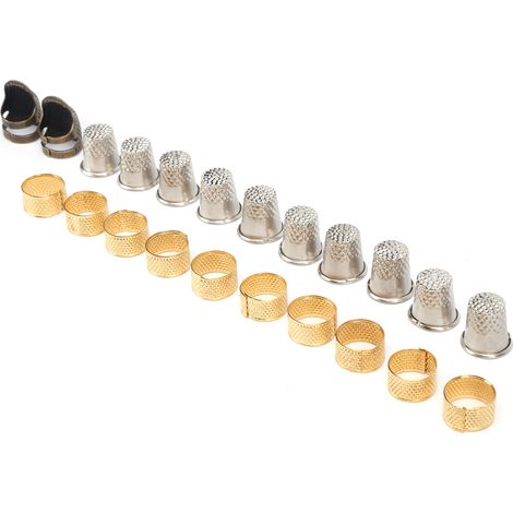 Dé à coudre en laiton réglable anti-dérapant, protection de doigt ergonomique, lot multi-modèles pour couture quotidienne, usage domestique et professionnel. (1/5)