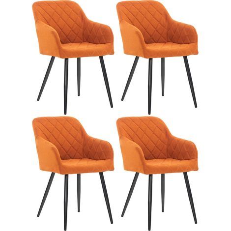 4er Set Esszimmerstuhl Shila orange Stoff