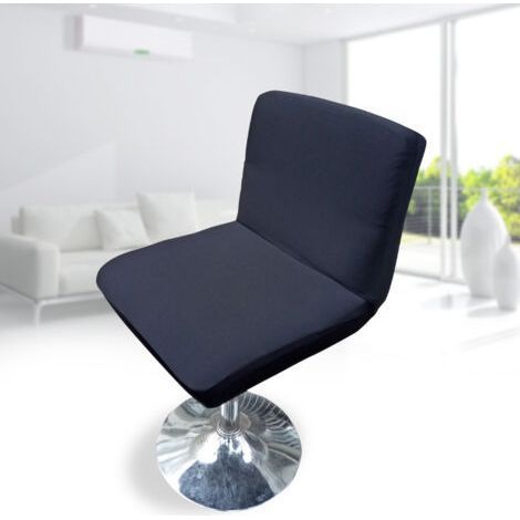 Housse de chaise de bar pivotante avec dossier élastique, noire (1/4)