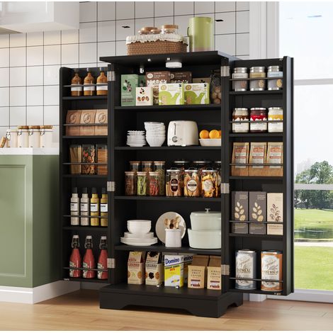 Mueble armario alto con LED y baldas para cocina OKMYHOME (1/5)