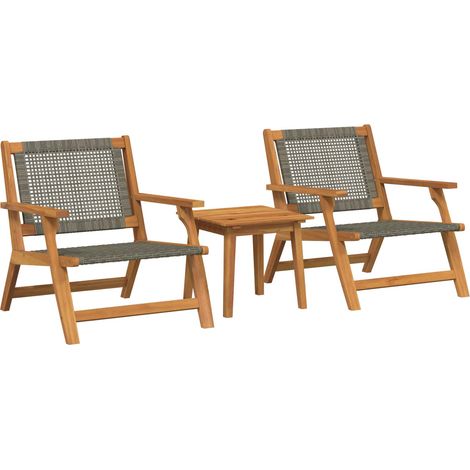 Teenpull – Gartenstühle mit Tisch 3 Stk. Grau Massivholz Akazie (1/4)