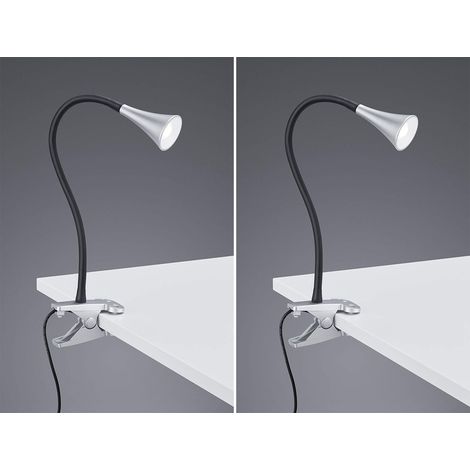 LED Klemmleuchten 2er SET 1 flammig  Schwanenhalslampe in Silber/Schwarz (1/5)