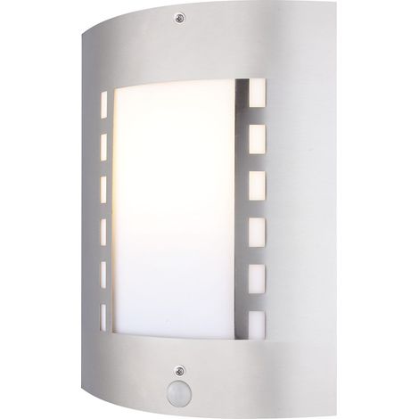 Applique murale d'extérieur rectangulaire en inox avec détecteur (1/6)