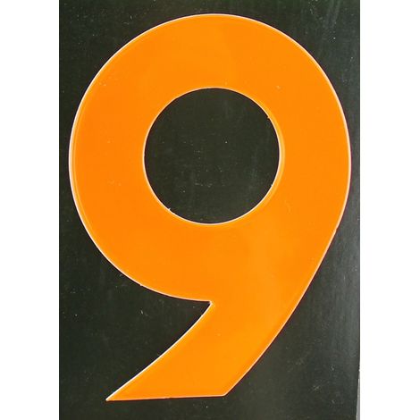 Conacord Reflektierende Klebezahl 9 orange 80 mm 9 Klebebuchstaben & Zahlen (1/2)