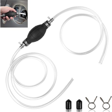 Pompa manuale applicabile, pompa universale per trasferimento carburante con tubo flessibile di pressione da 2 m, pompa per carburante portatile per il trasferimento di liquidi, carburante, benzina, d