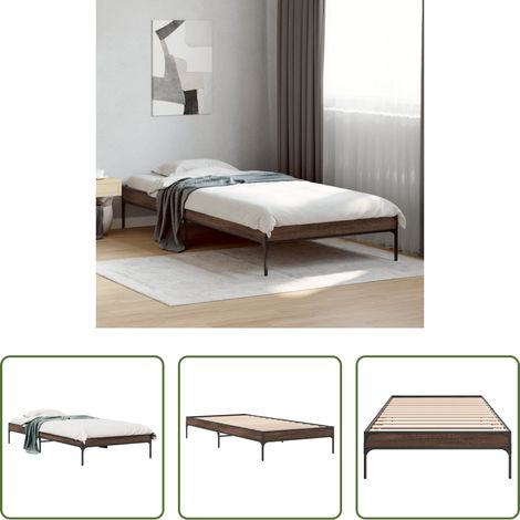 Lit bois - Cadre de lit sans matelas chêne marron 90x190 cm (1/5)