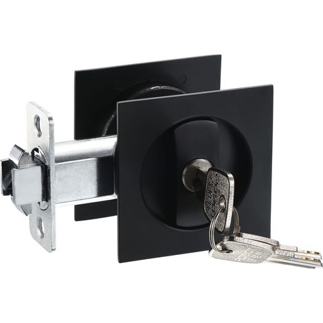 Poche Porte Serrure avec Clés Poignée Loquet Matte Noir (1/5)