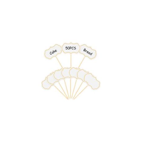 Lot de 50 Panneaux de Buffet avec Étiquettes Alimentaires & Drapeaux Snack – Marqueurs Fromage/Prix, Panneau Présentation Buffet pour Mariage/Anniversaire (Planche Apéro, Mini Pancarte),Blanc (1/5)