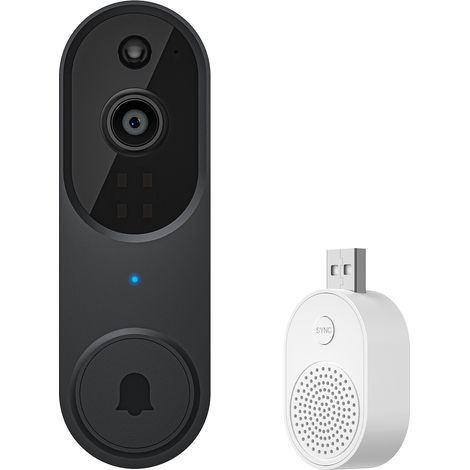 Sonnette sans Fil avec Caméra, 2K UHD Sonnette sans Fil Exterieur Etanche,Vue de la Tête aux Pieds, Détection Humaine PIR,Vision Nocturne,Audio Bidirectionnel, 2.4G WiFi,Supporte la Cartes SD (1/5)