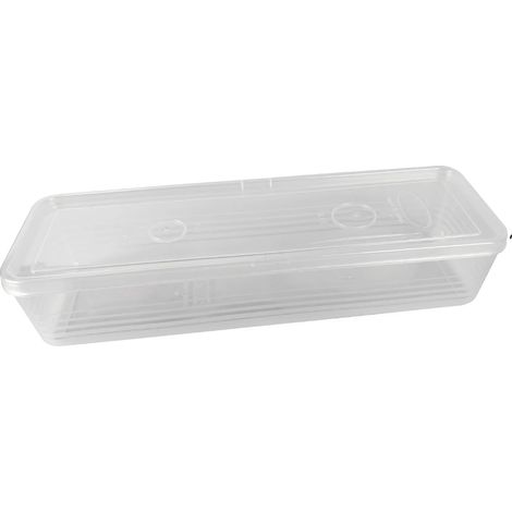 Contenedores para almacenar alimentos, diseño rectangular alargado, plástico reutilizable, 4 contenedores grandes transparentes (1/2)