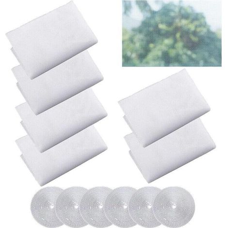 6 Pièces Moustiquaire Fenêtre, Blanc Moustiquaire Moustiquaire avec 6 Rouleaux Crochet Ruban Adhésif Moustiquaire Maille Abeille Bug Protecteur Moustiquaire pour Windows (150x130cm)
