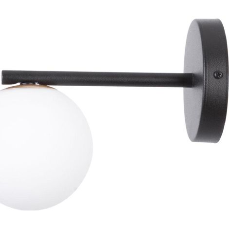Applique minimal nera con globo vetro bianco Gama G9 Sigma