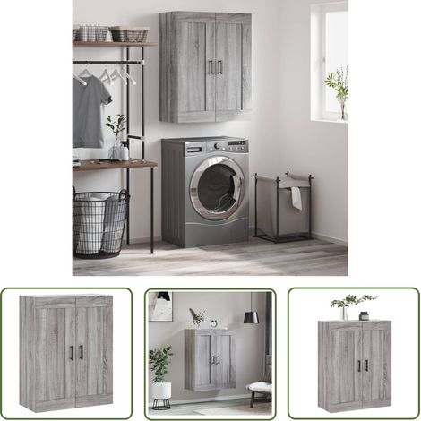 The Living Store Armoire murale sonoma gris 69,5x34x90 cm bois d'ingénierie - Armoire Murale - Meuble Rangement - Armoire Suspendu - Buffet - Étagère Murale (1/5)