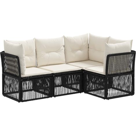 Gartensofa-set 4 pcs Schwarz Poly-Rattan vidaXL