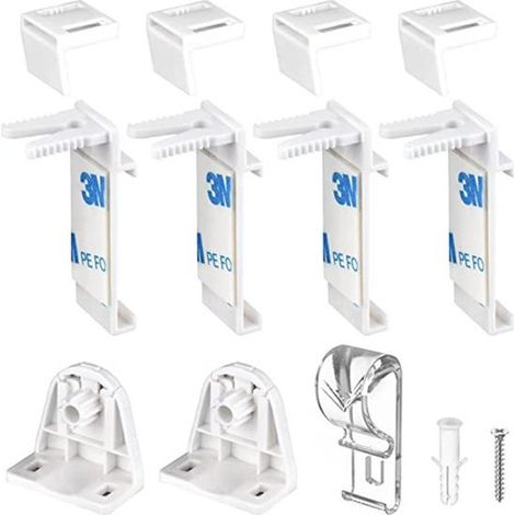 11 ganchos para estores enrollables plisados - cortinas plisadas sin perforaciones - soporte fijo de fácil instalación (1/2)