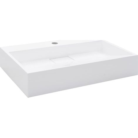 Lavabo 60x38x11 cm Fonte minérale/marbre Blanc