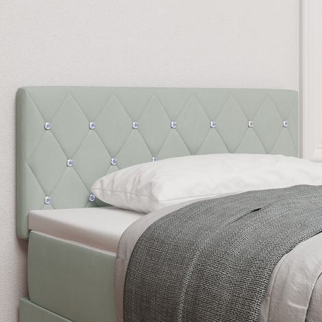 LED Headboard with LED Strip Lights Light grey 90 cm Velvet vidaXL (1/5)