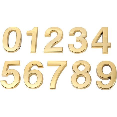 10pcs (gold) Numéro de métal stéréoscopique Numéro de Plaque Moderne Maison Adresse de l'hôtel Hôtel Chiffres Plaque d'autocollant Signe (0 9, Un pour Chaque numéro) (1/4)